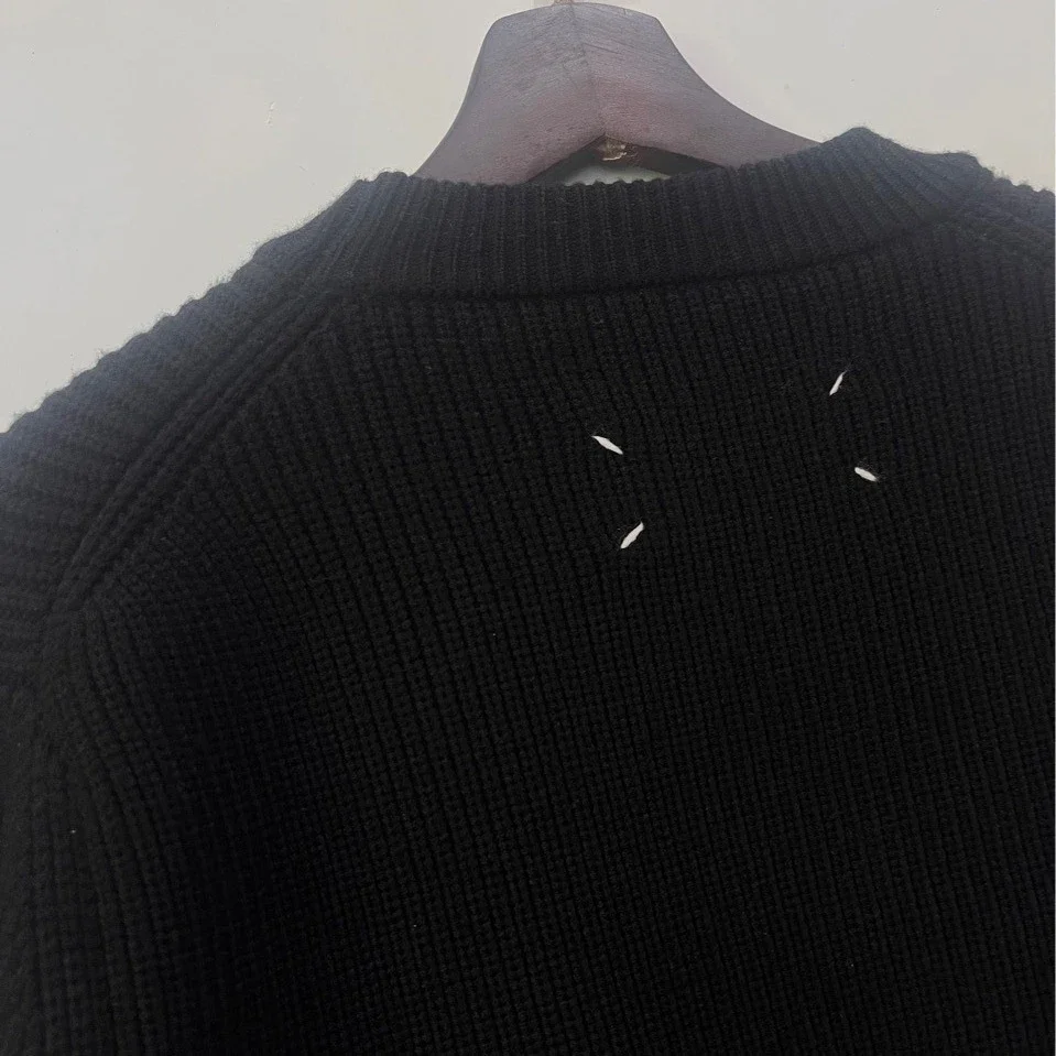 4-Stitch Black Knit Sweater