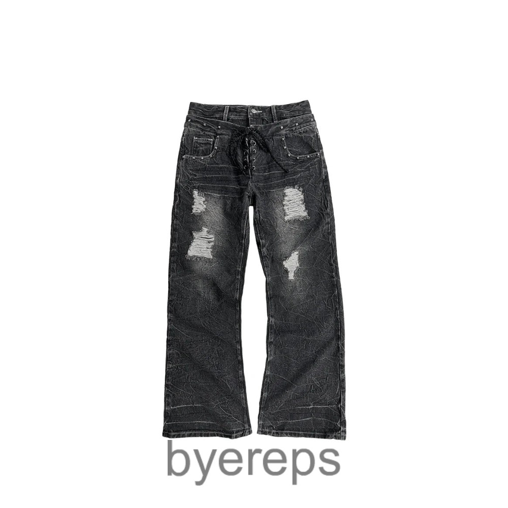 4AM Studio Washed and distressed black denim (2 styles)