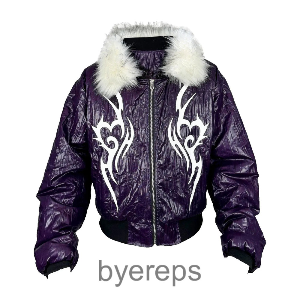 99Club Purple leather tribal jacket