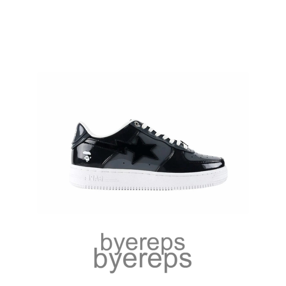 A Bathing Ape Bape Sta Black Leather Shoes