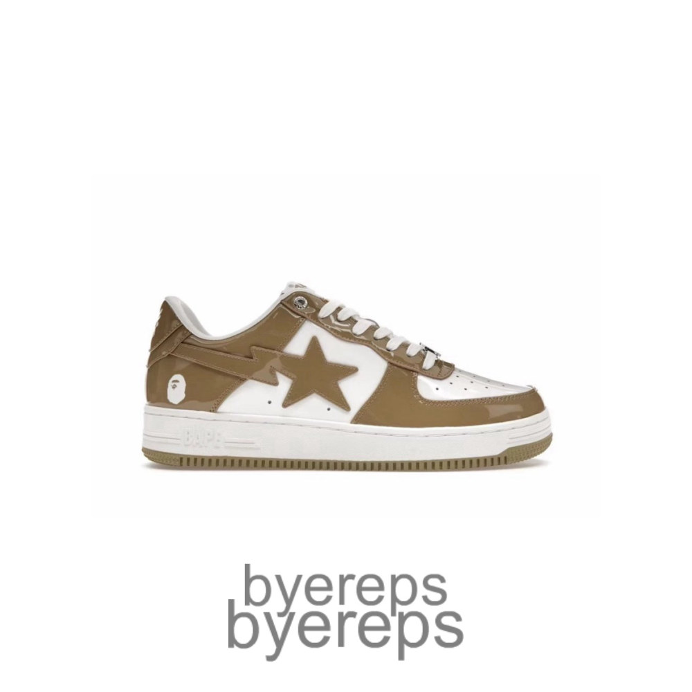 A Bathing Ape Bape Sta Patent Leather White Khaki (2023)