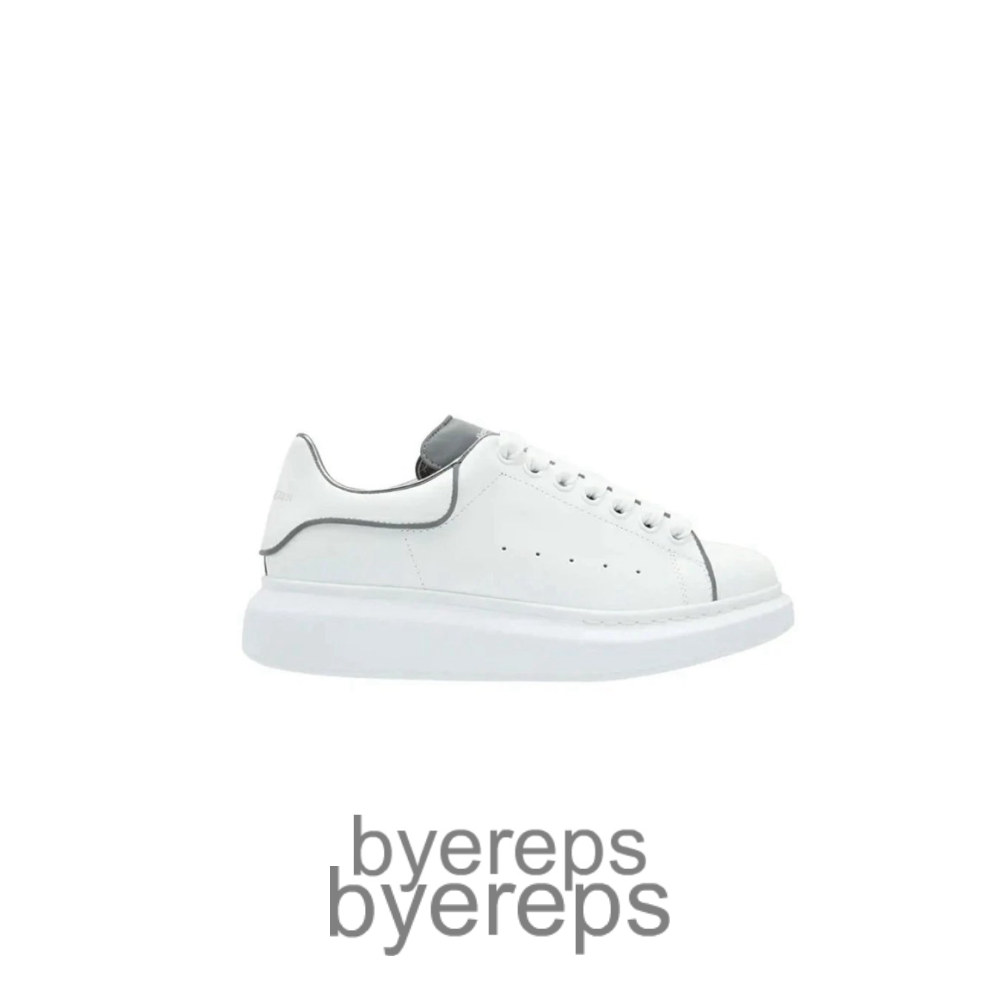 Alexander Mcqueen Leather Platform Trainers Gray White
