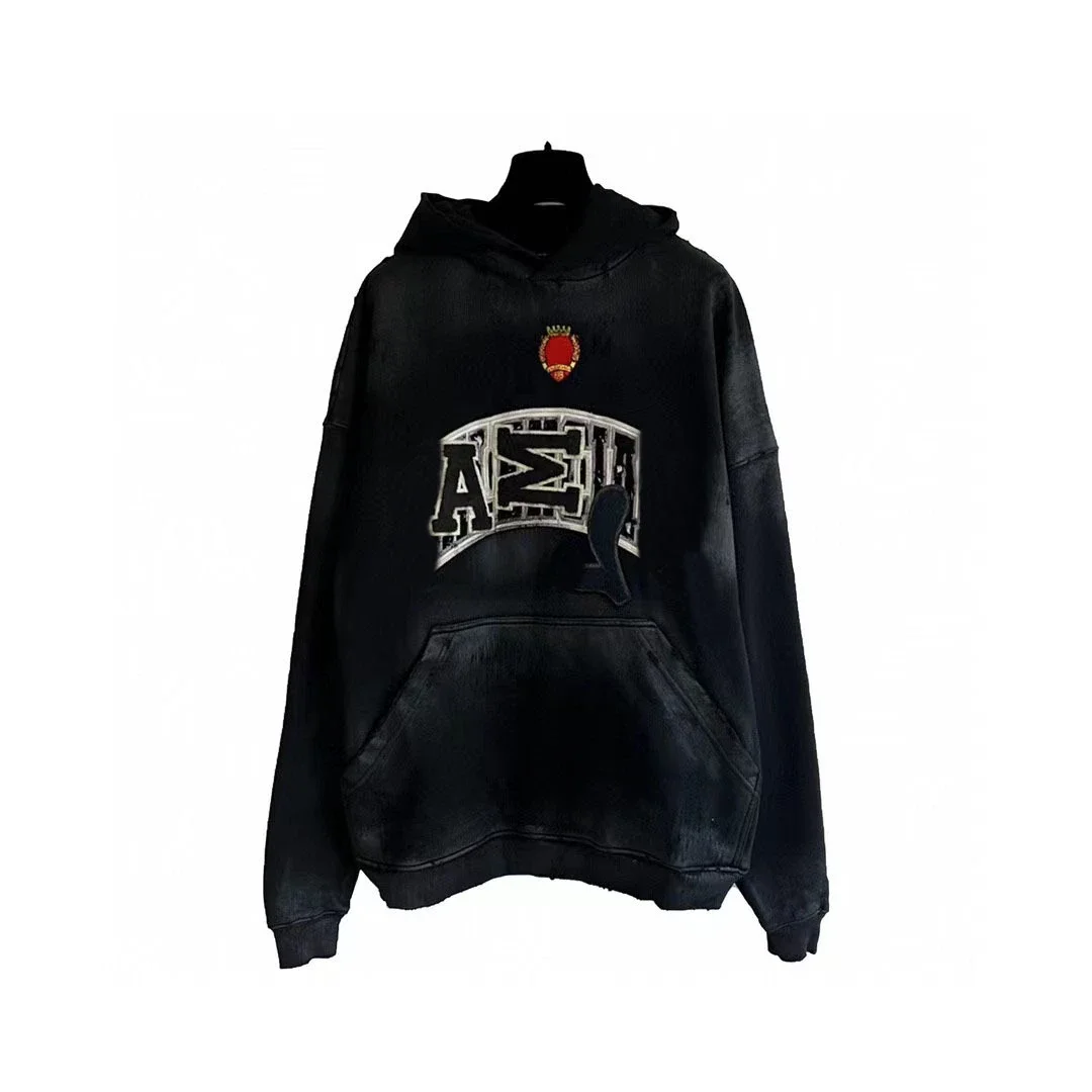 Alpha Sigma Pi Distressed Black Hoodie