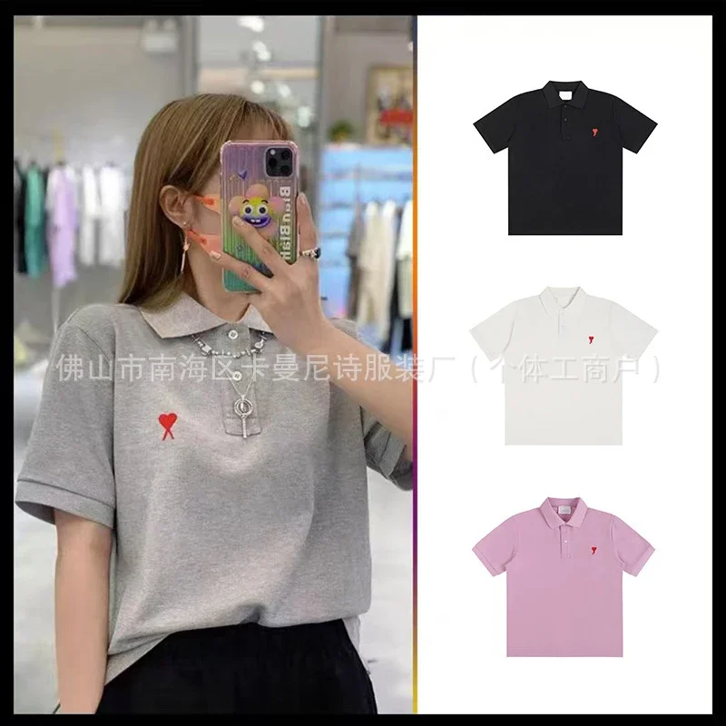 AMI Paris Heart Logo Polo Shirt