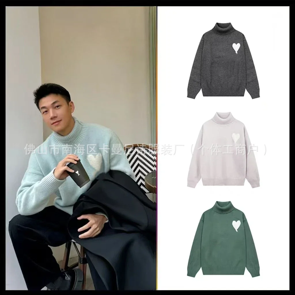 AMI Paris Heart Turtleneck Sweater