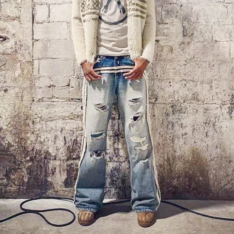 Amiri Distressed Side-Stripe Jeans