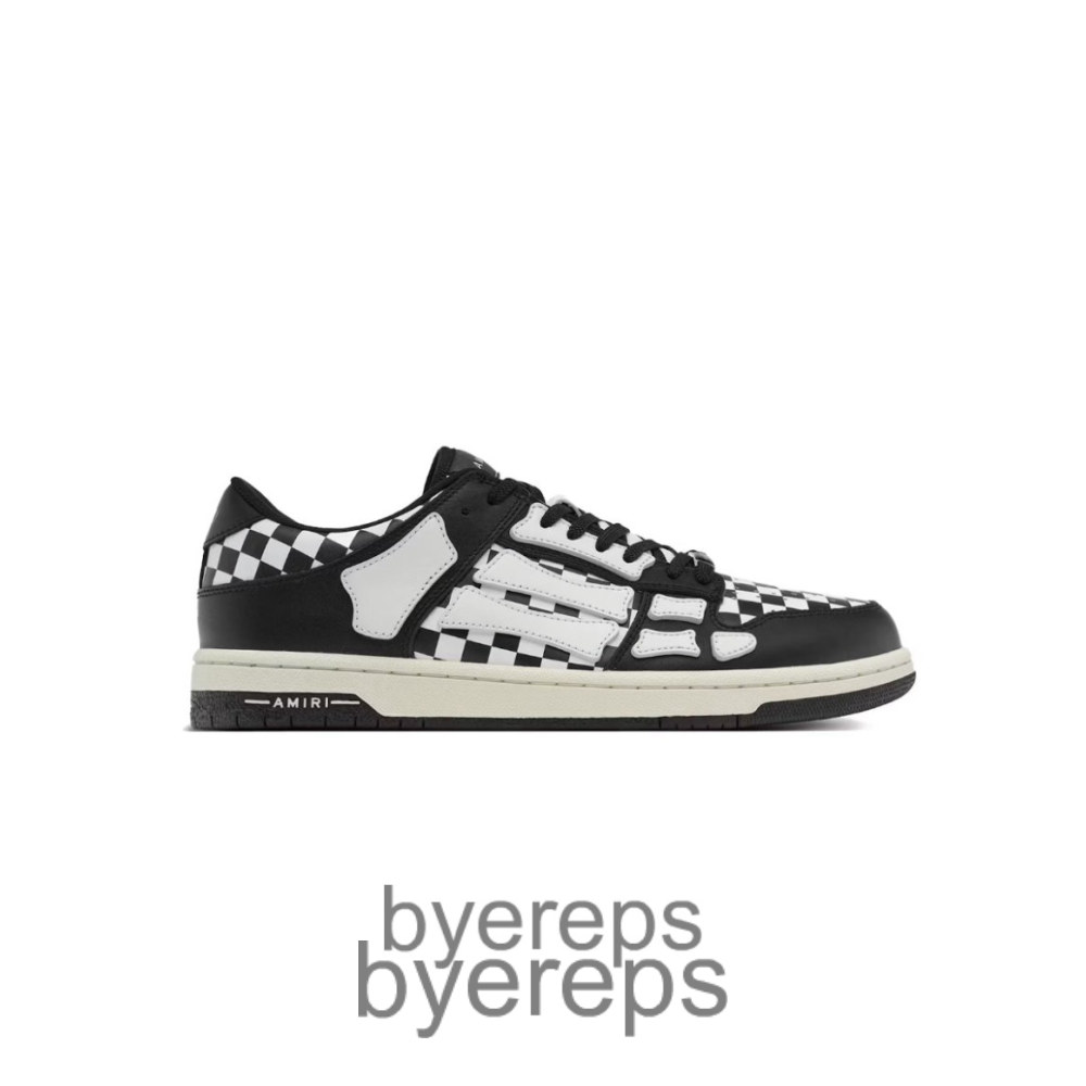 Amiri Skel Top Low Checkered Black White