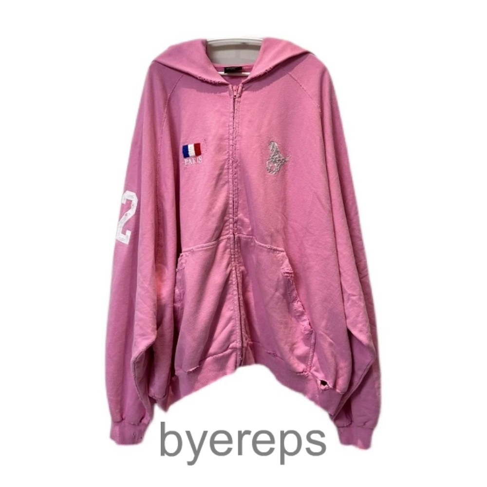 Balenciaga Distressed Pink Polo Hoodie