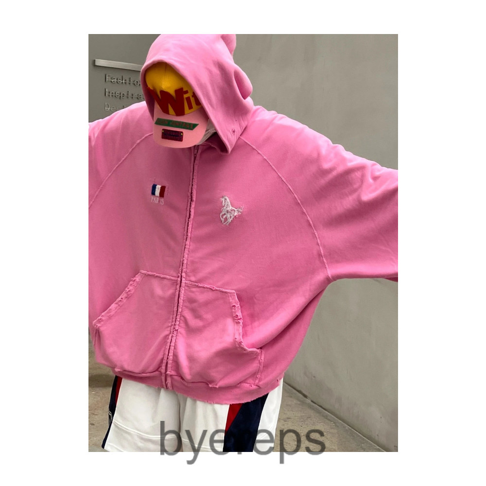 Balenciaga Distressed Pink Polo Hoodie — photo 3 of 4