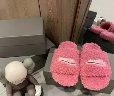 Balenciaga fur slides
