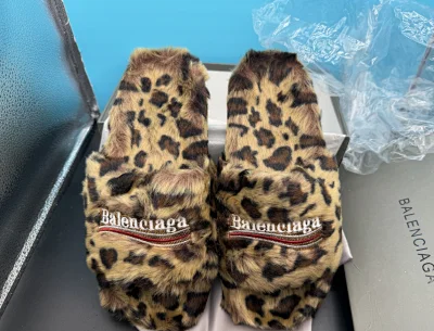 Balenciaga Leopard Fur Slides