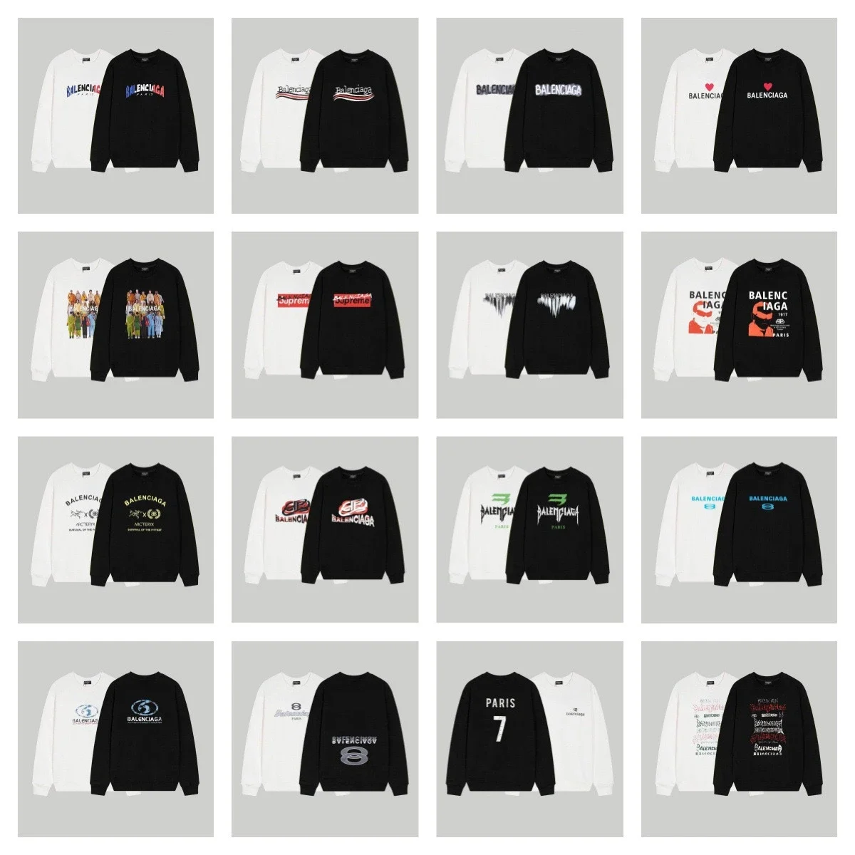 Balenciaga Logo Print Sweatshirts Collection