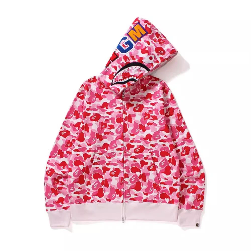 BAPE Pink ABC Camo Shark Hoodie