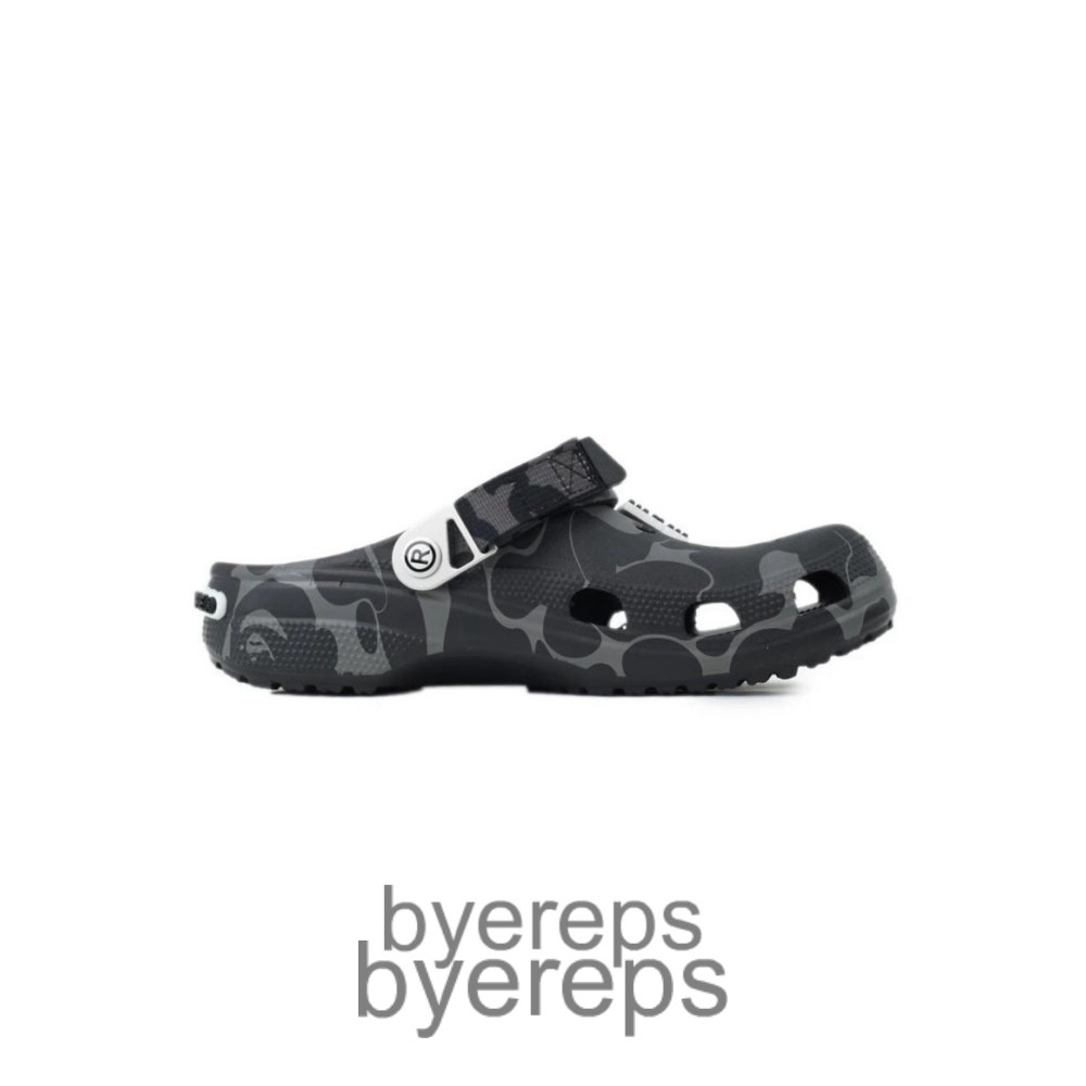 Bape X Crocs Classic Clog Abc Camo Black