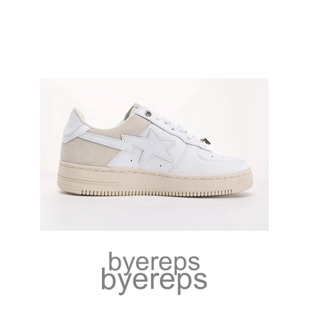 Bapesta Low Suede Heel White