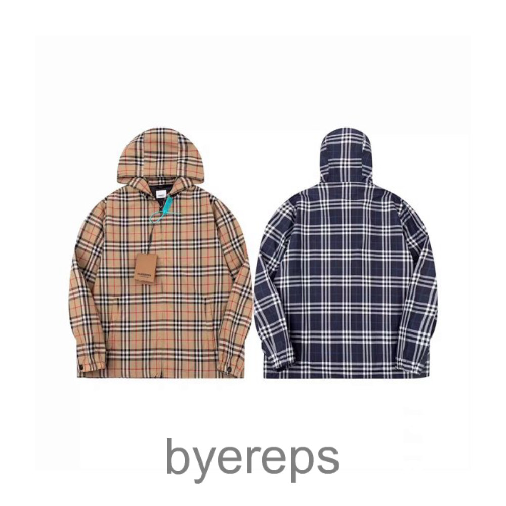 BBR 23ss Spring and Autumn New Classic Plaid Striped Hooded Coat Jacket Coat