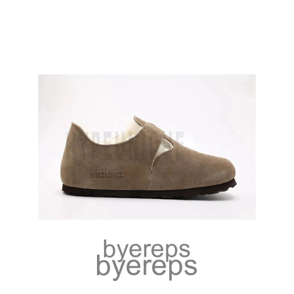 Birkenstock London Shearling Suede Leather Camel