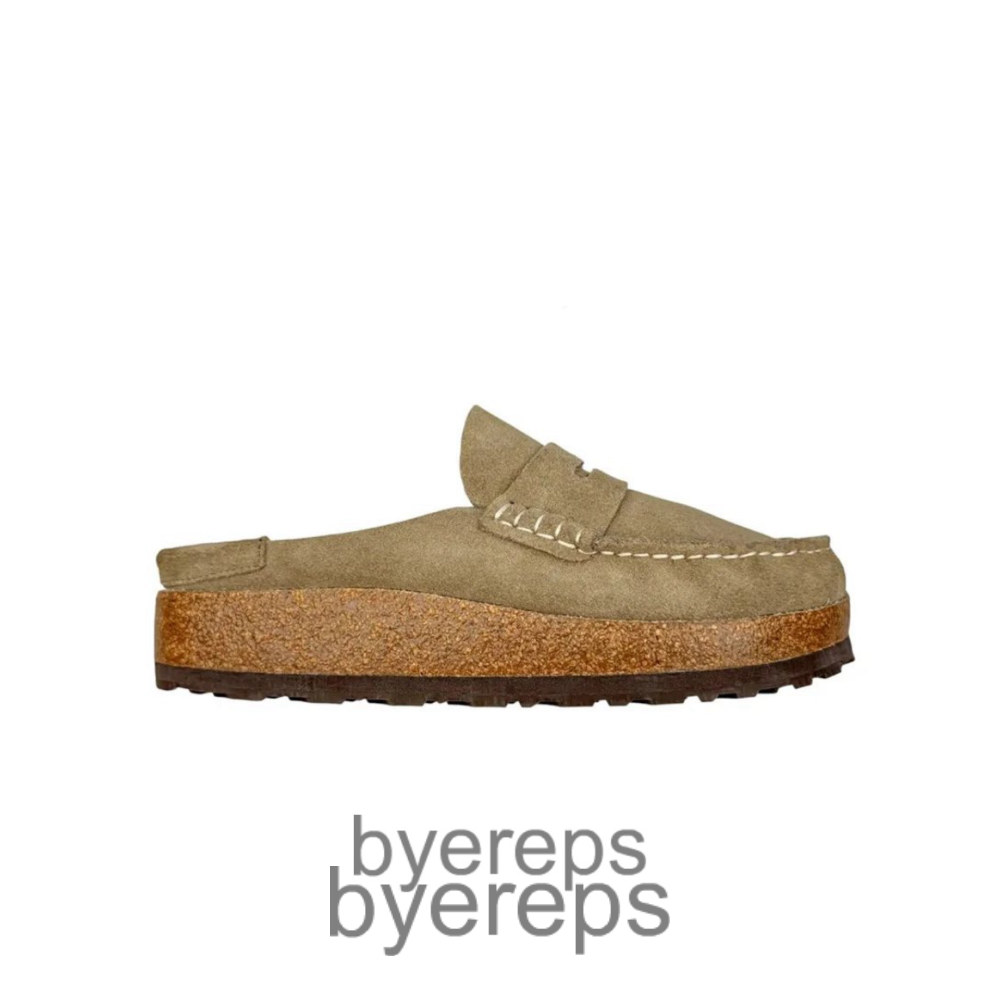 Birkenstock Naples Mule In Taupe Suede Khaki