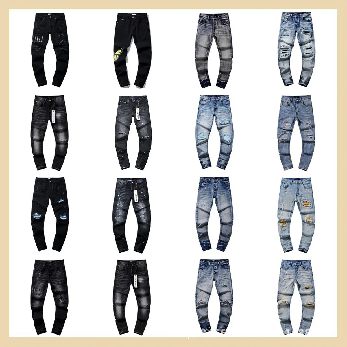 Black Distressed Biker Jeans Collection