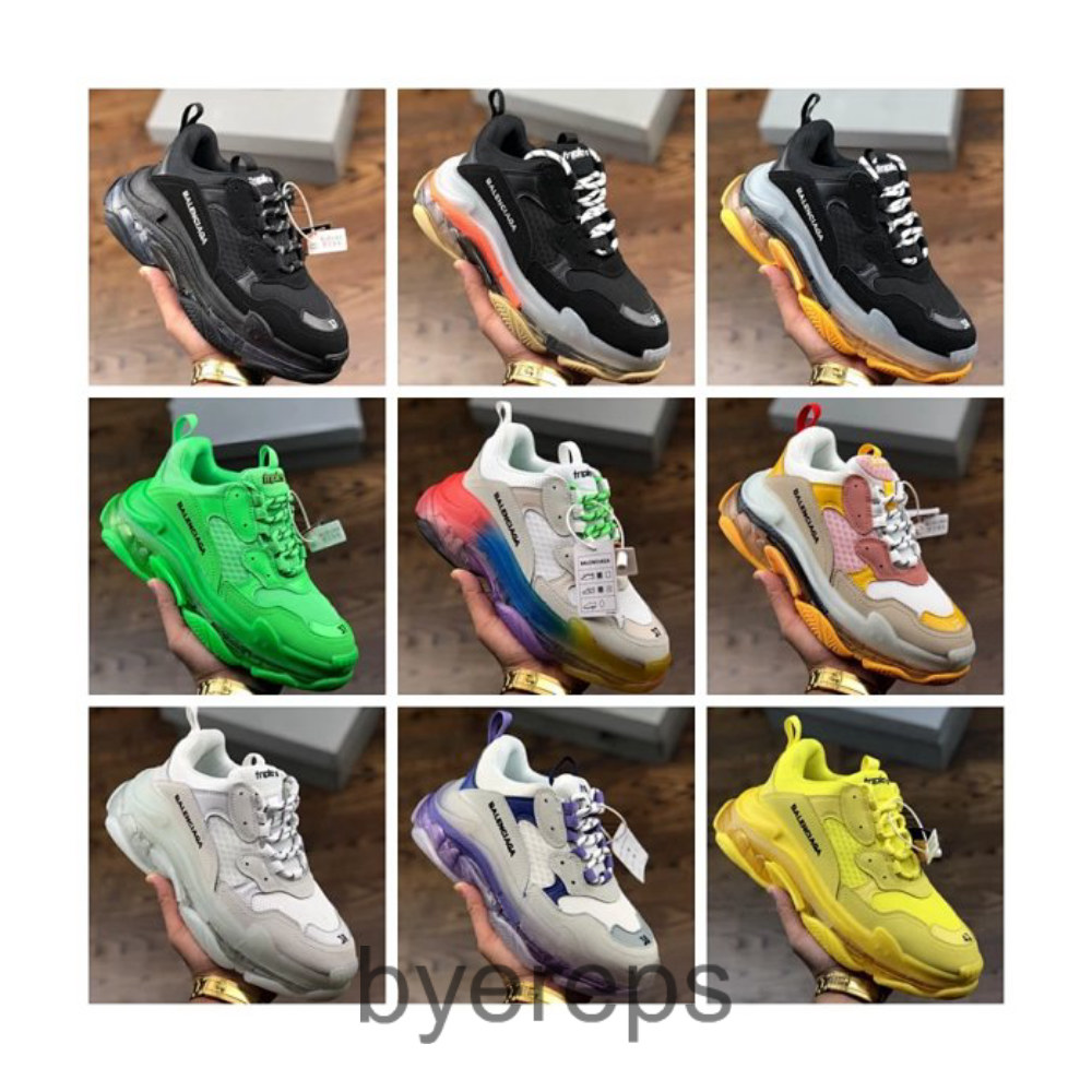 BLCG Paris Crystal Combination Sole Large Air Cushion Men's and Women's Dad Shoes High-rise Shoes