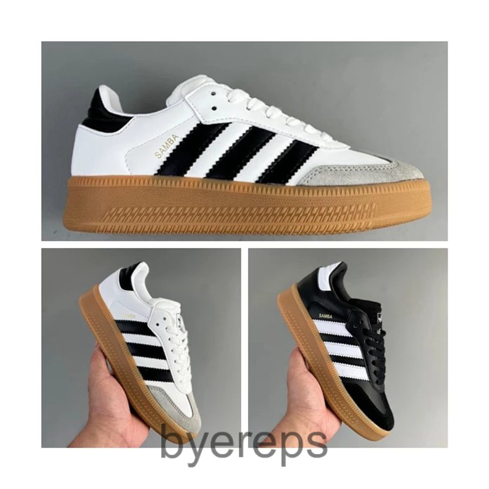 Bread Shoes Samba XLG German Training Shoes Thick Sole Height Increase Men's and Women's Casual T-Head Board Shoes IE1377 White and Black