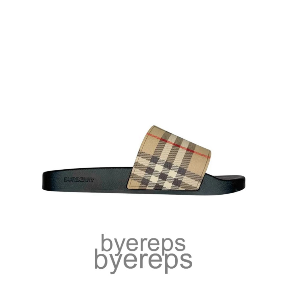 Burberry Vintage Check Furley Slides Brown