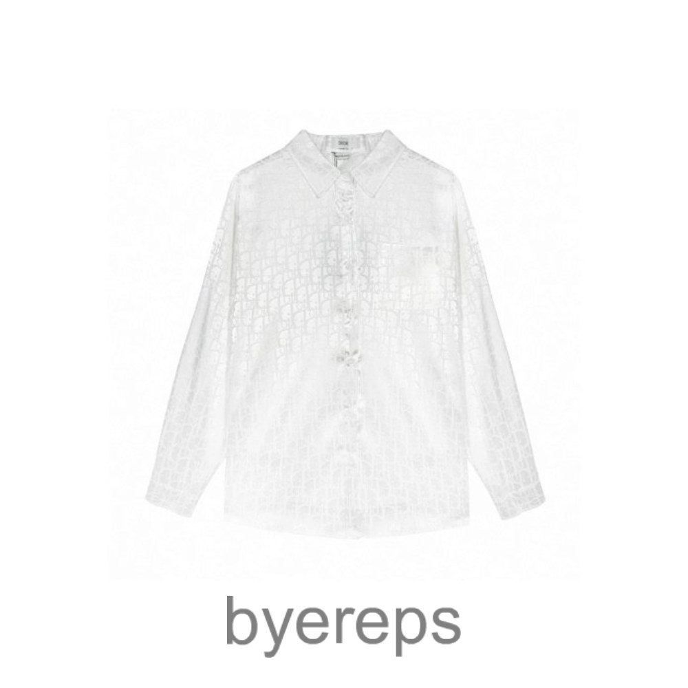 CD 2021 Spring and Summer New D-Home Satin Old Flower Letter Logo Jacquard Men's and Women's Long Sleeve Shirt