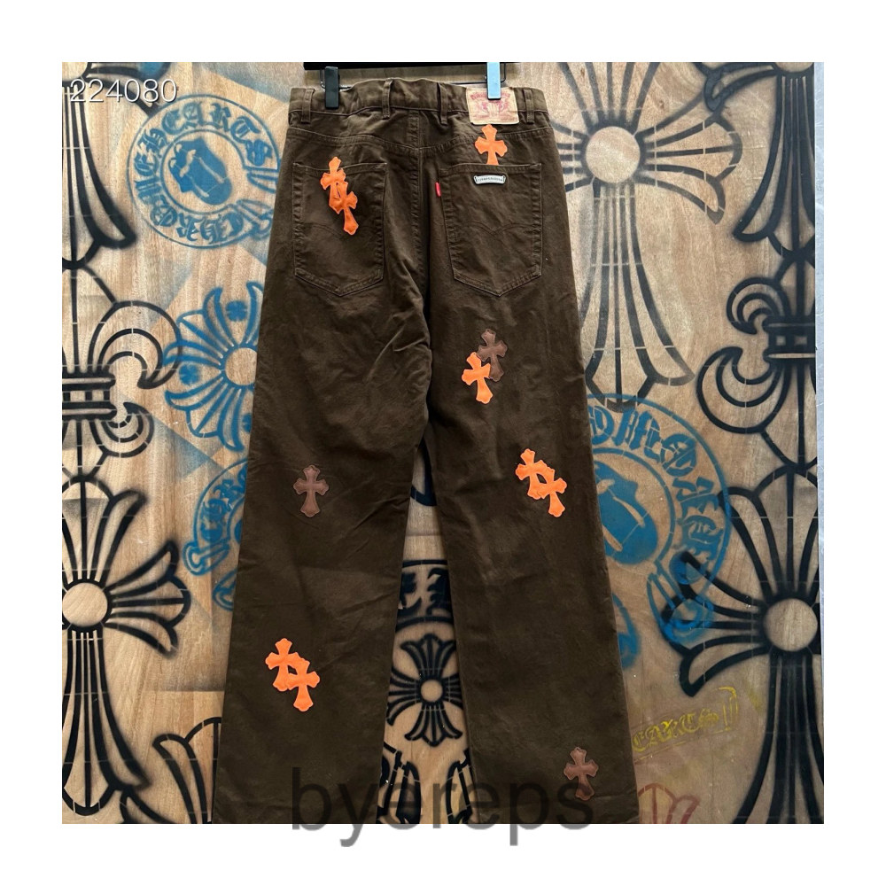 Chrome Hearts Brown Leather Patch Jeans — photo 3 of 4