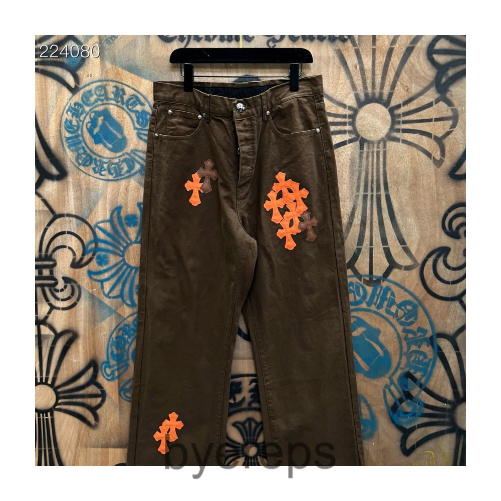 Chrome Hearts Brown Leather Patch Jeans — photo 4 of 4