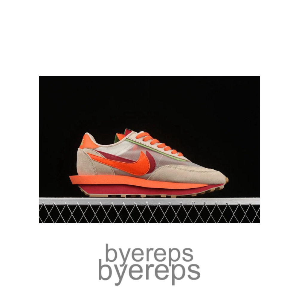 Clot X Sacai X Ldwaffle Net/Orange Blaze-Deep Red-Green Bean