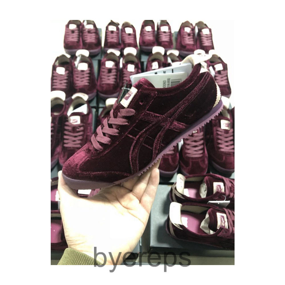 DELECIT Red Silk MEXICO 66 Velvet Platform Retro Casual Shoes Casual All-match Running Sneakers 1183C091