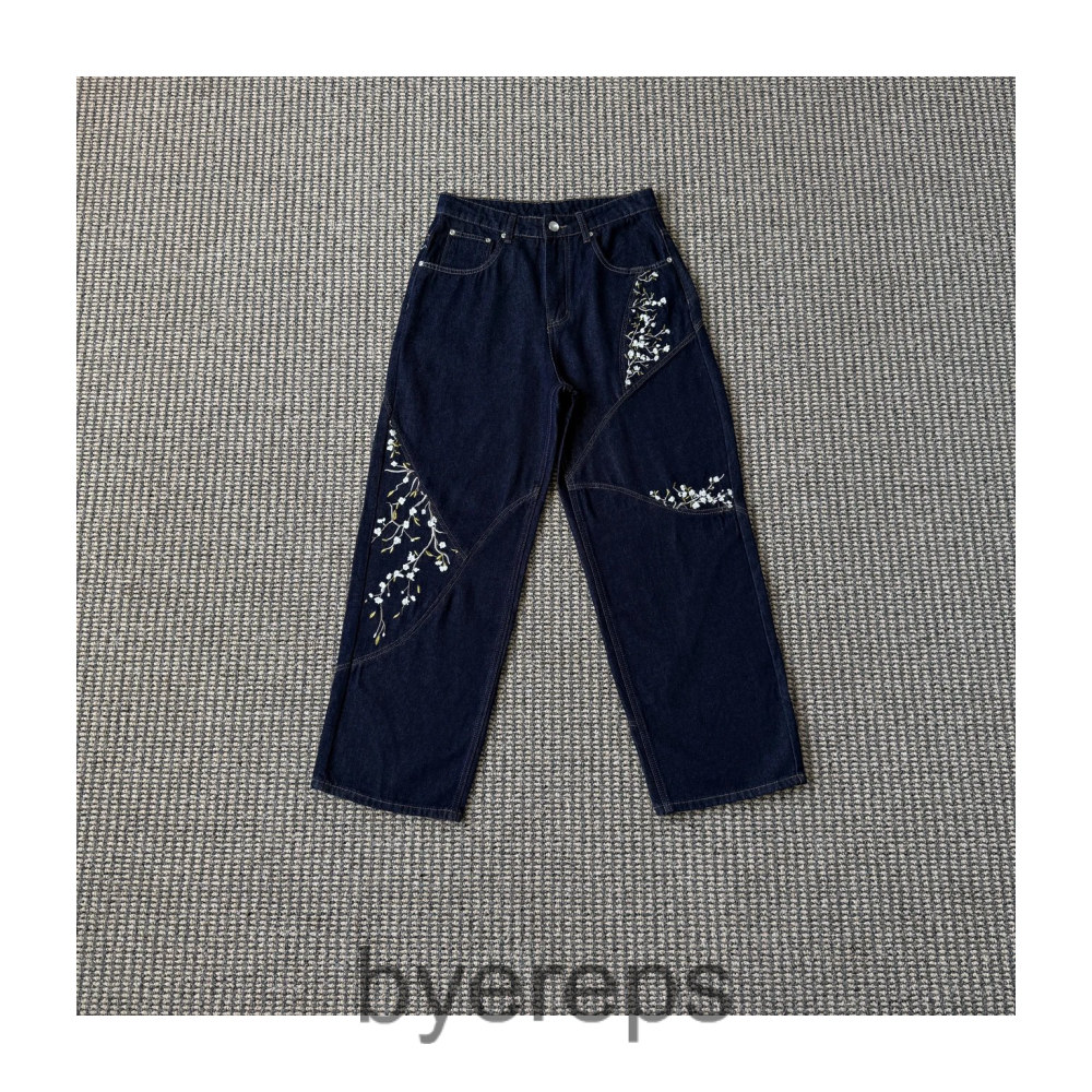 Dershutze Flower Pattern Denim Jeans