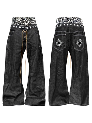 DETW Leopard Double waist Denim