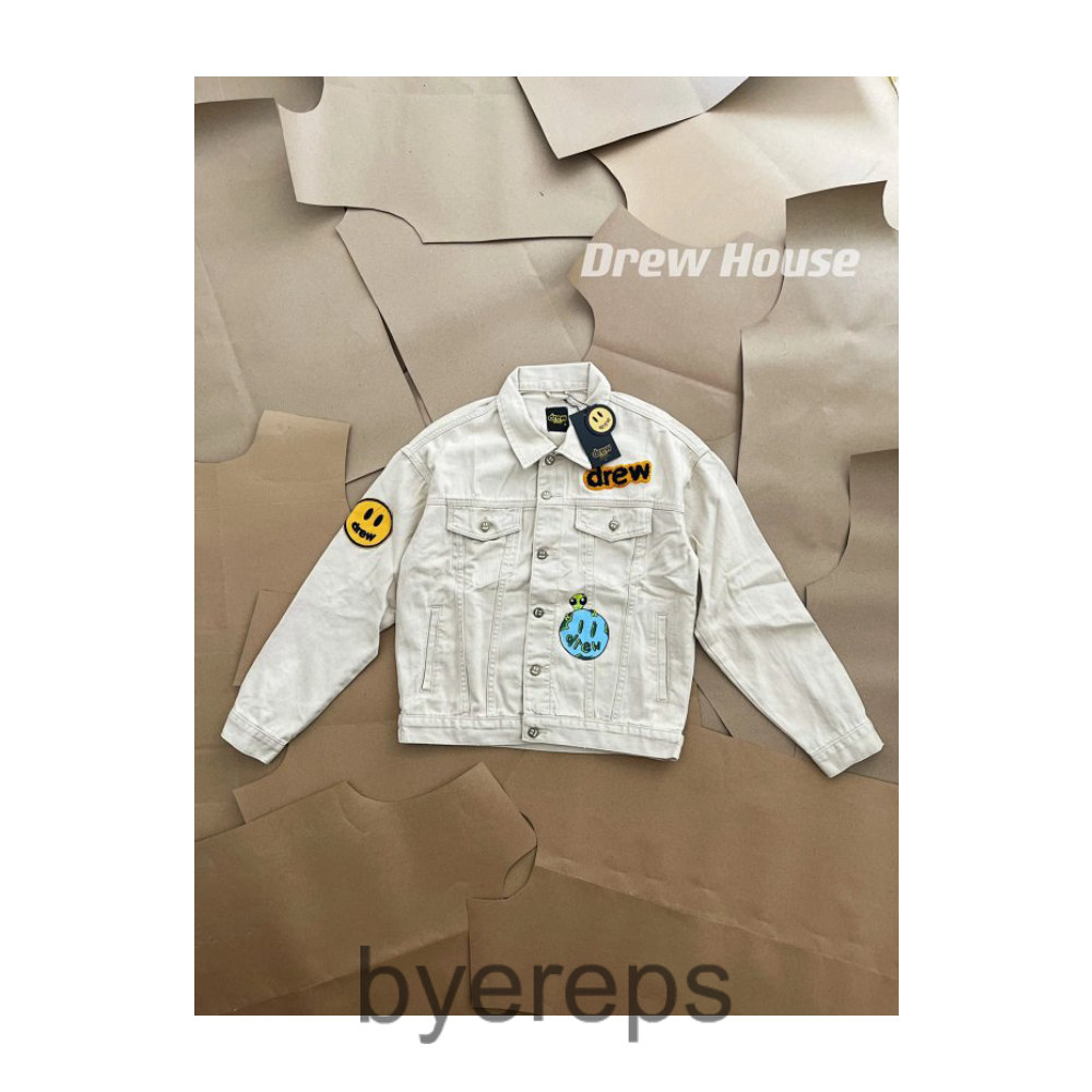 Dr * w House 21FW smiley face multi-element badge spelling illustration denim jacket jacket alien jacket