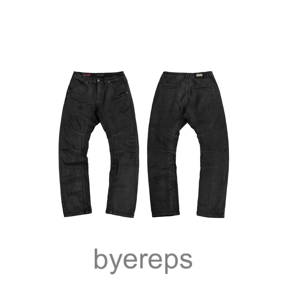 EODUP Water Monster Dark Pioneer Brush Washed Old Slim-Fit Jeans