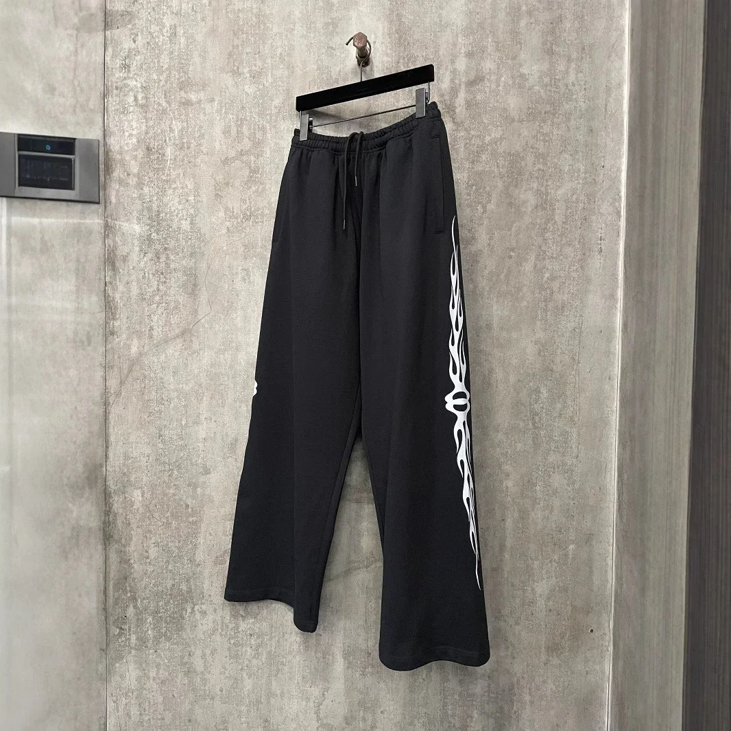 Flame Print Wide-Leg Sweatpants