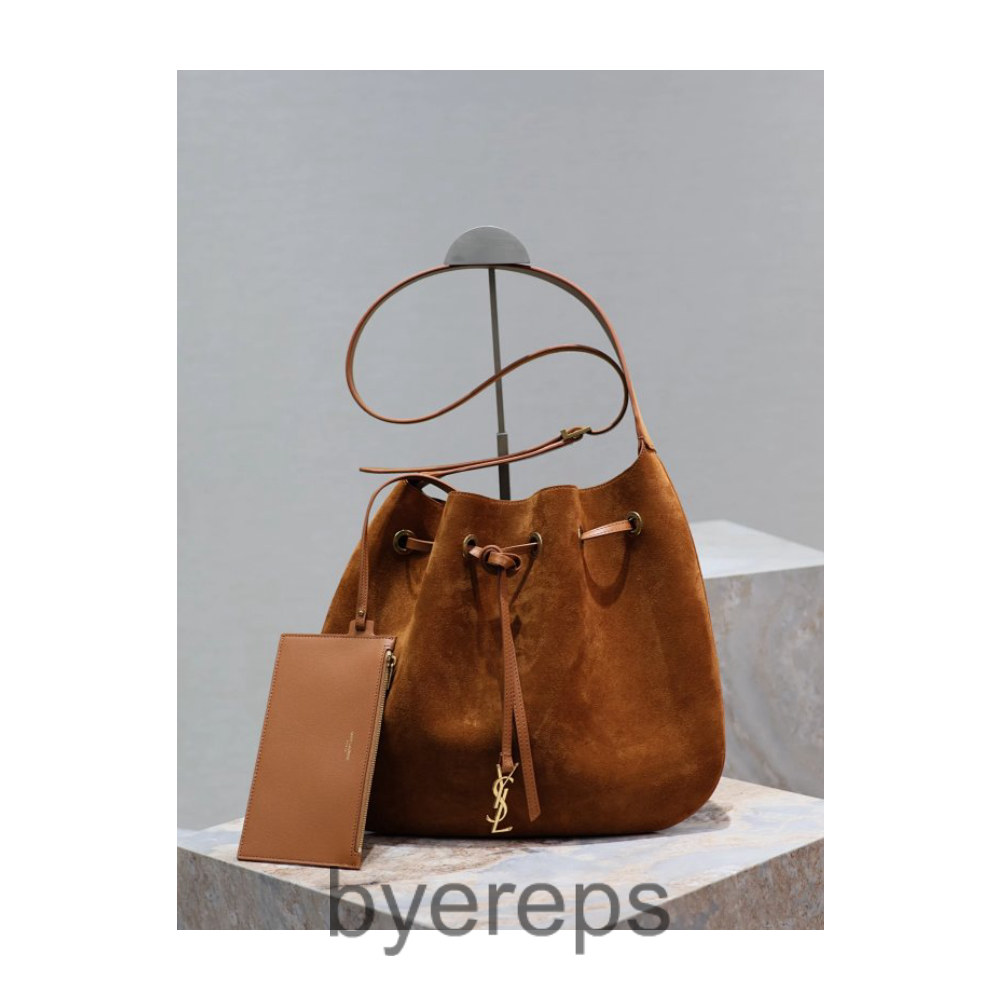顶级原单，Flat Hobo bag_ Y家麂皮抽绳包/肩背包