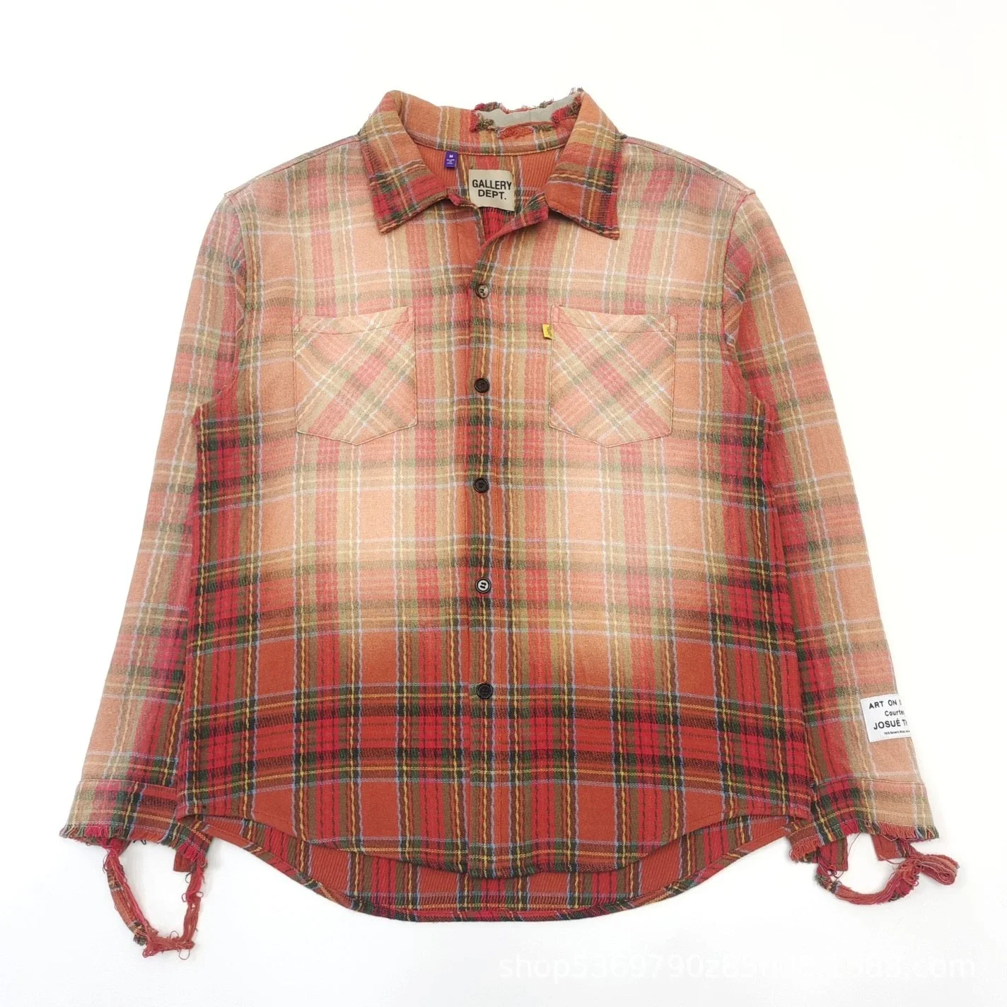 Gallery Dept. Distressed Plaid Flannel Shirt