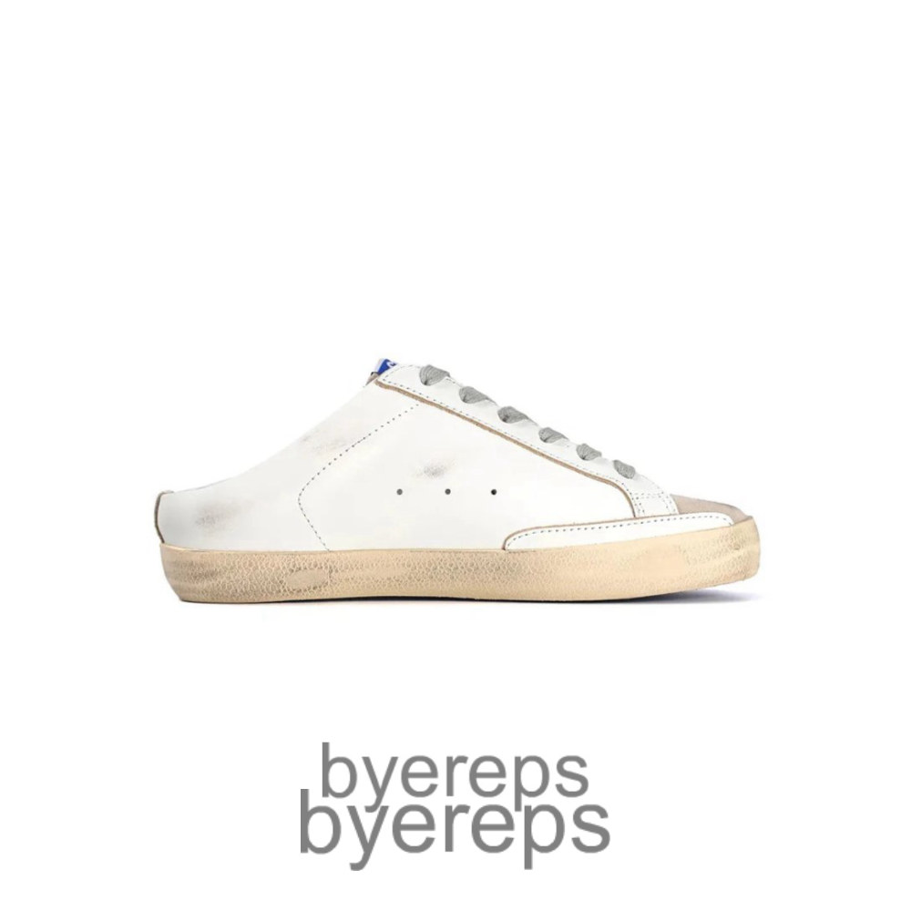 Ggdb Super-Star Sabot White Leather Glitter Star Slip-On