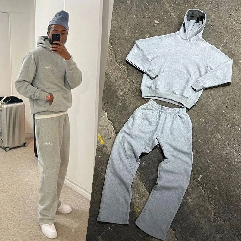 Grey Hoodie & Sweatpants Tracksuit Set
