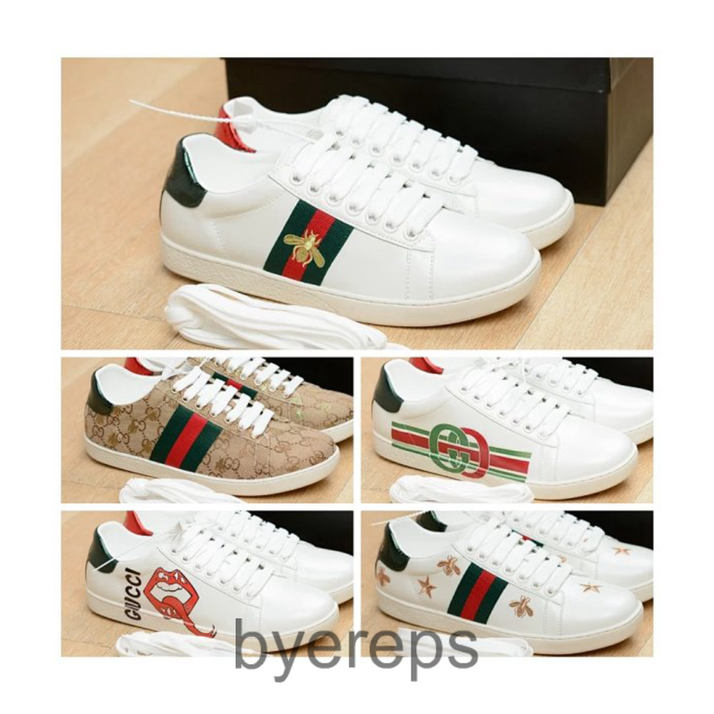 GUC Gucci Small White Shoes Collection Gucci Small Bee Men's and Women's Board Shoes