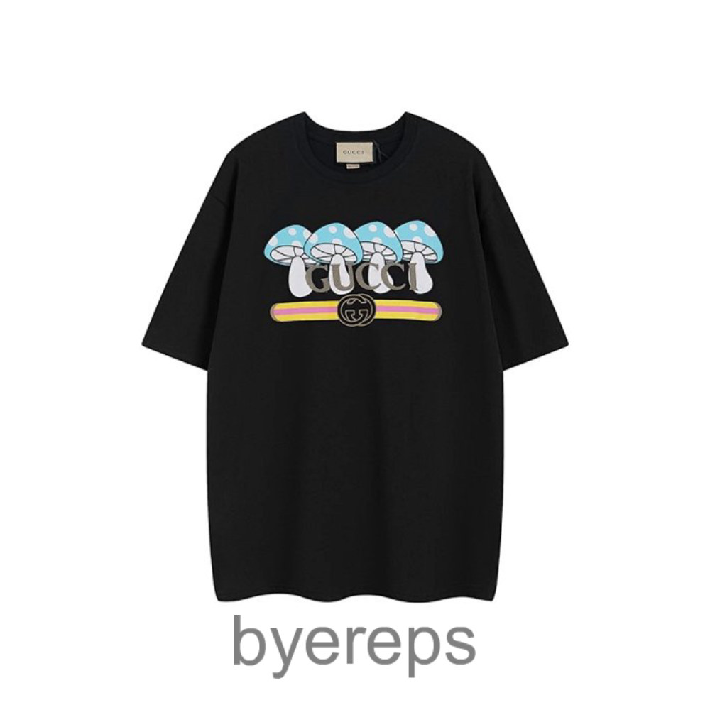 Gucc1 2023 New Letter Mushroom Short Sleeve T-Shirt