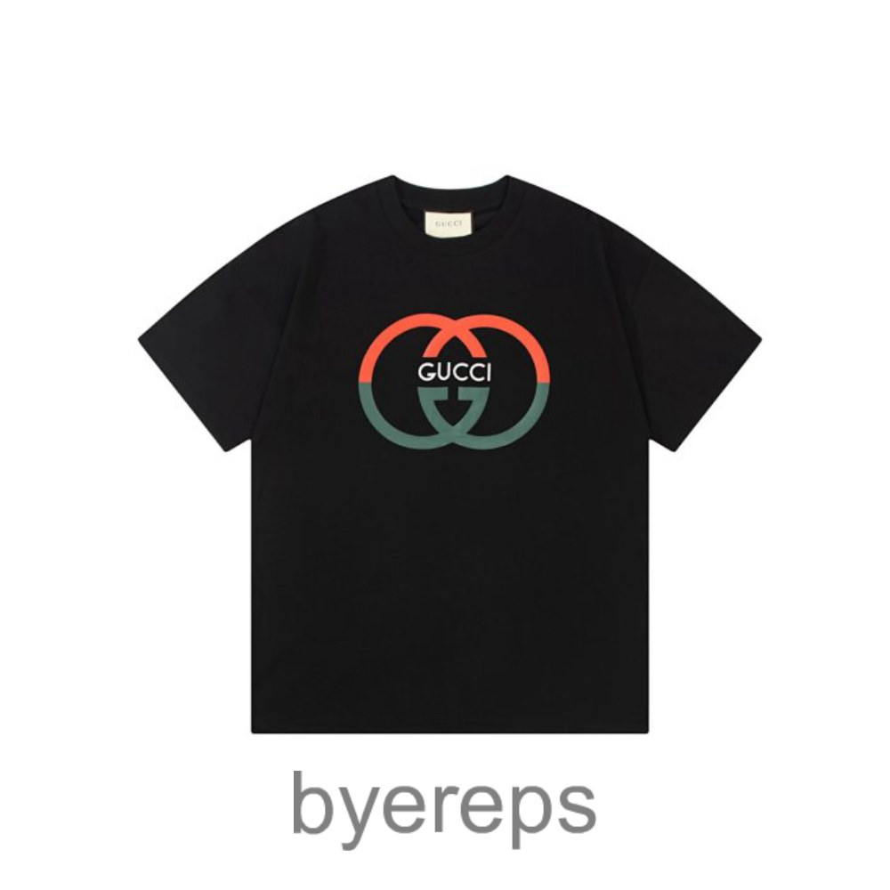 Gucc1 Double G Colorblock Logo Print Tee