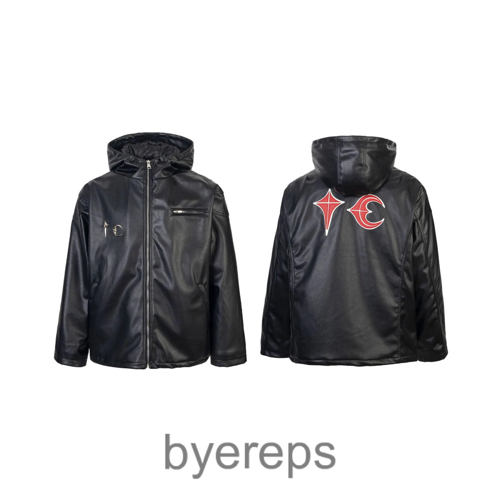 hooded leather jacket