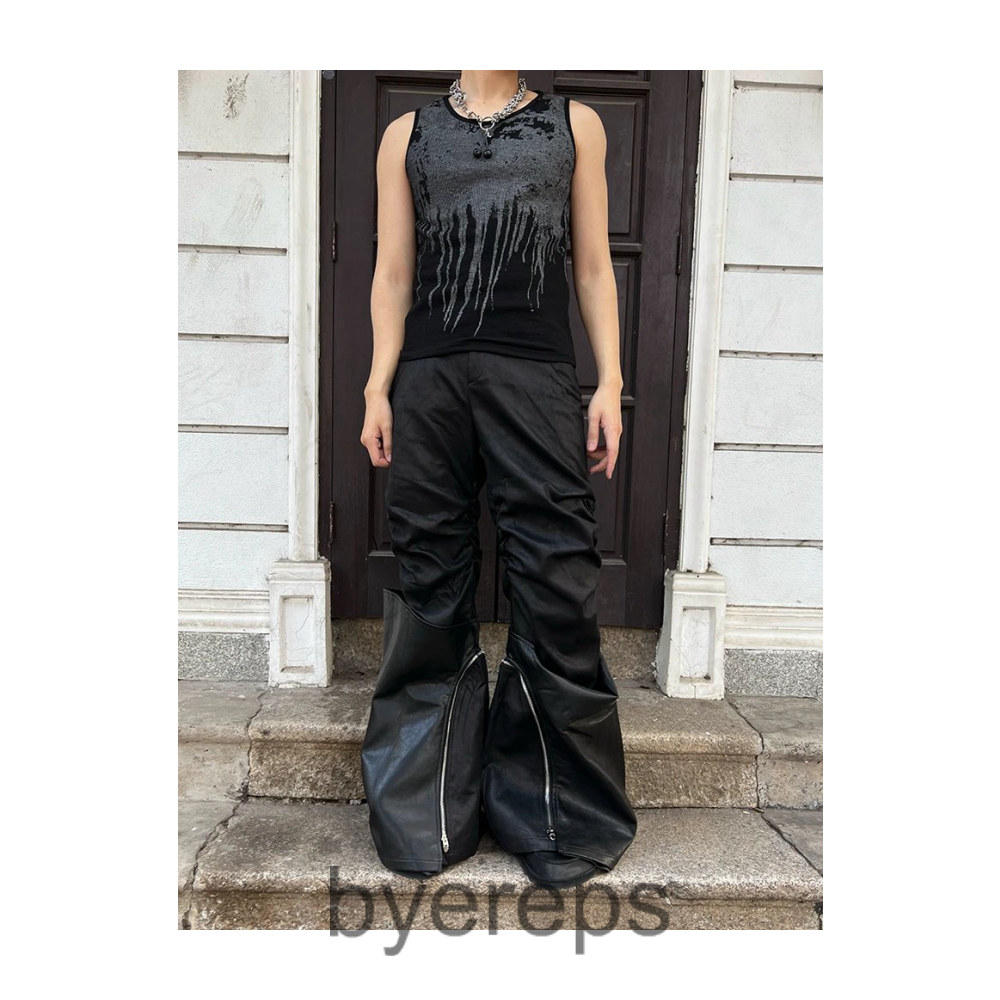 IHF LAYERED LEATHER PANTS