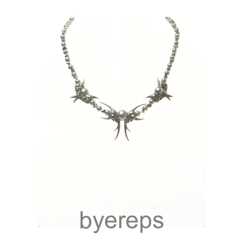 Iiimiii Black Painting II Series Dark Fancy Beaded Necklace