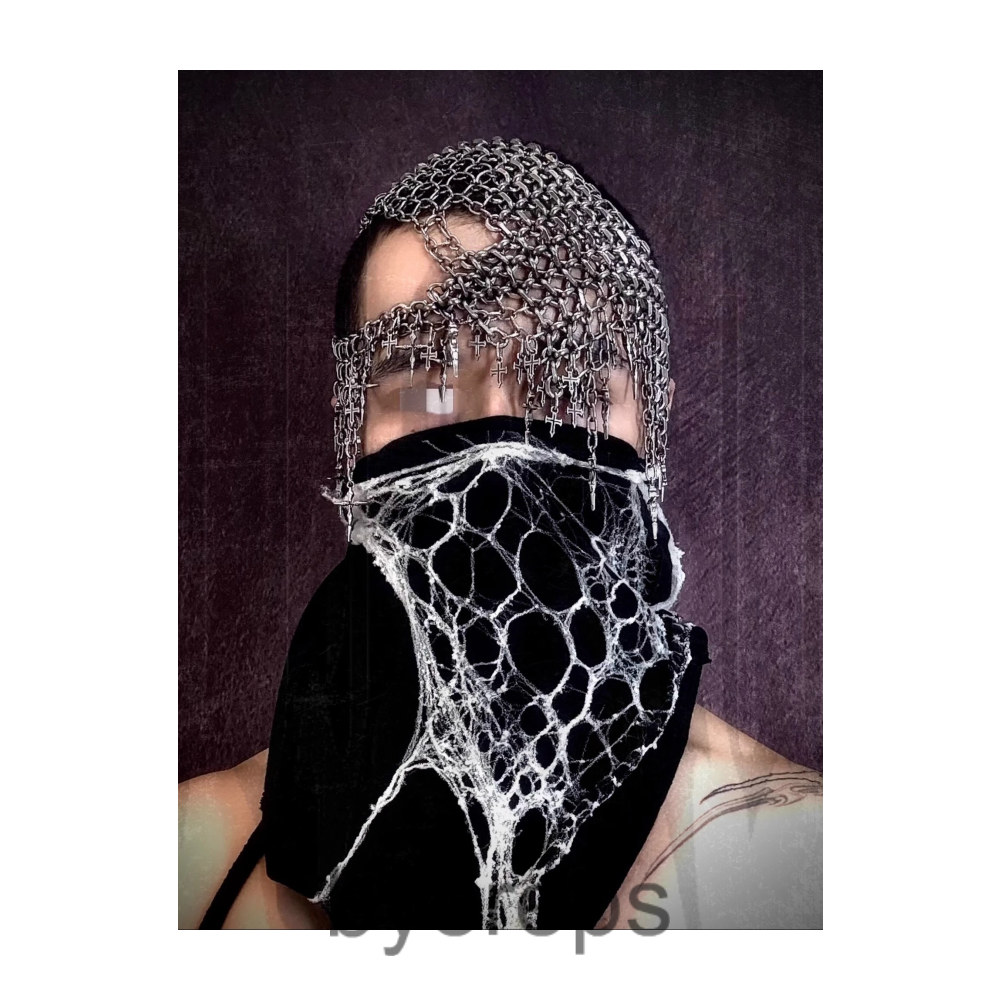 Iiimiii Erosion Metal Series Dark Cross Asymmetrical Head Chain