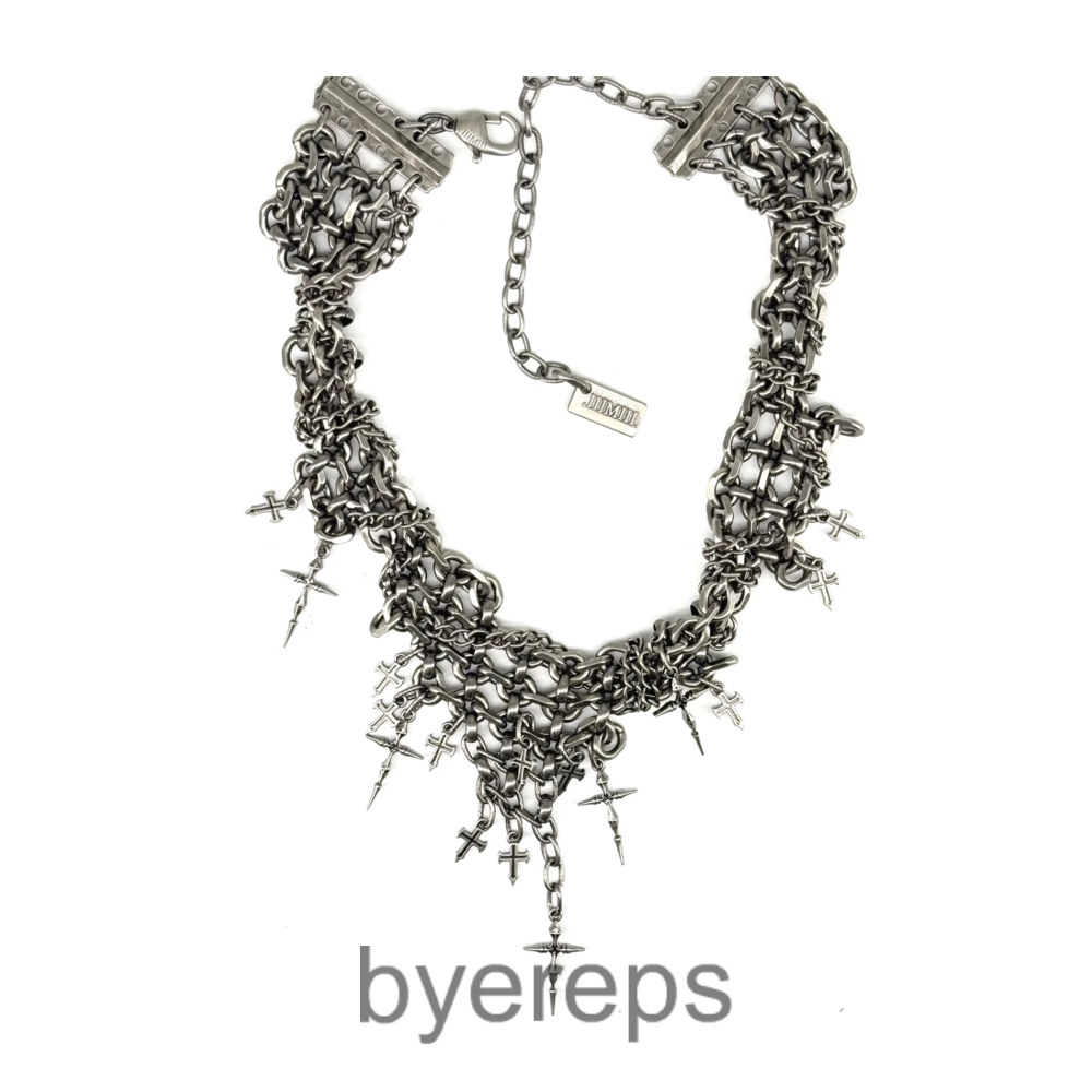 Iiimiii Erosion Metal Series Dark Cross Asymmetrical Necklace