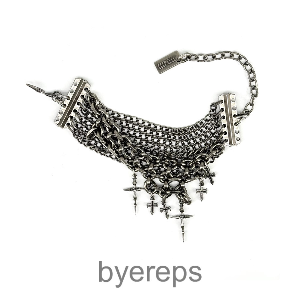 Iiimiii Erosion Metal Series Dark Cross Chain Bracelet