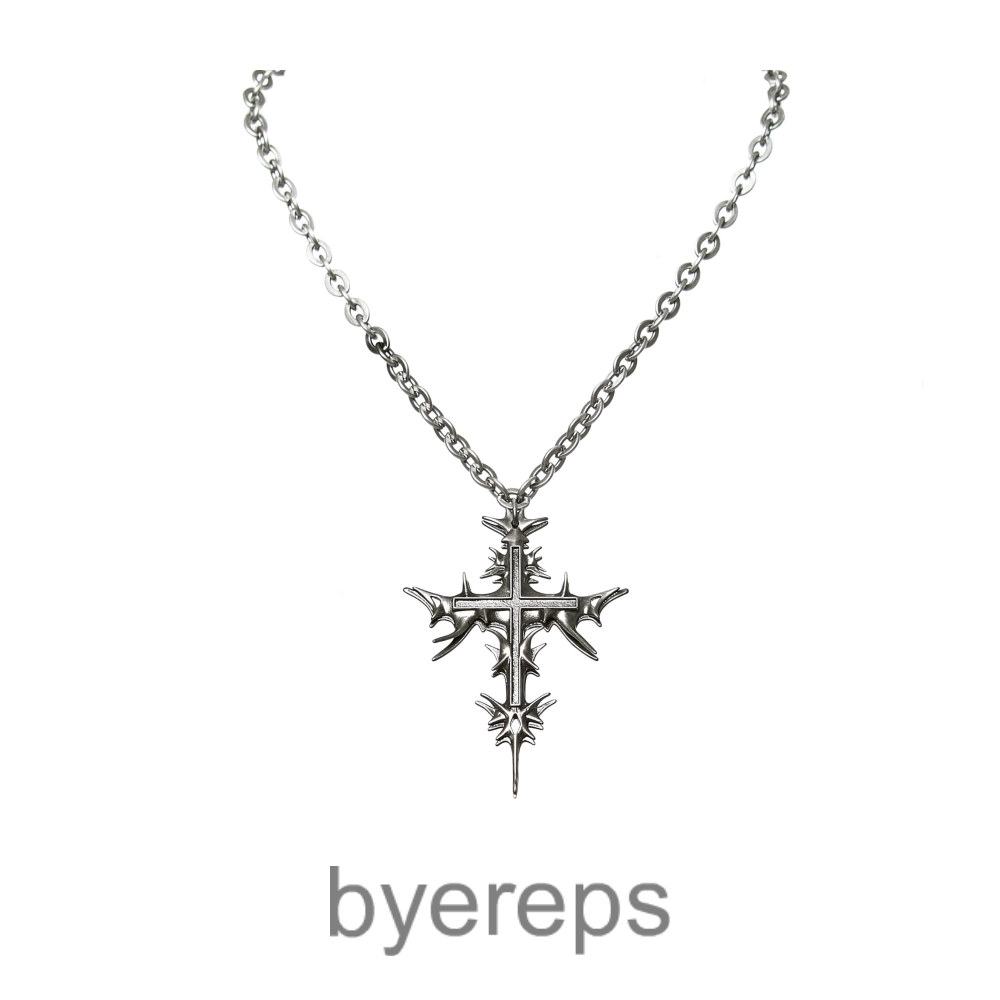 Iiimiii Remnant Net I Series Dark Cross Necklace Single Chain Clavicle Chain